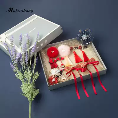 Chinese style children's hair accessories Hanfu girl red hair ball ancient costume headdress baby tassel step shake accessories hairclip