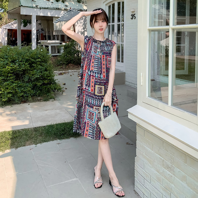 ຜ້າໄຫມຝ້າຍພິມອອກແບບວ່າງ plus size dress ສໍາລັບໃສ່ນອກແລະເຮືອນ