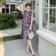 ຜ້າໄຫມຝ້າຍພິມອອກແບບວ່າງ plus size dress ສໍາລັບໃສ່ນອກແລະເຮືອນ