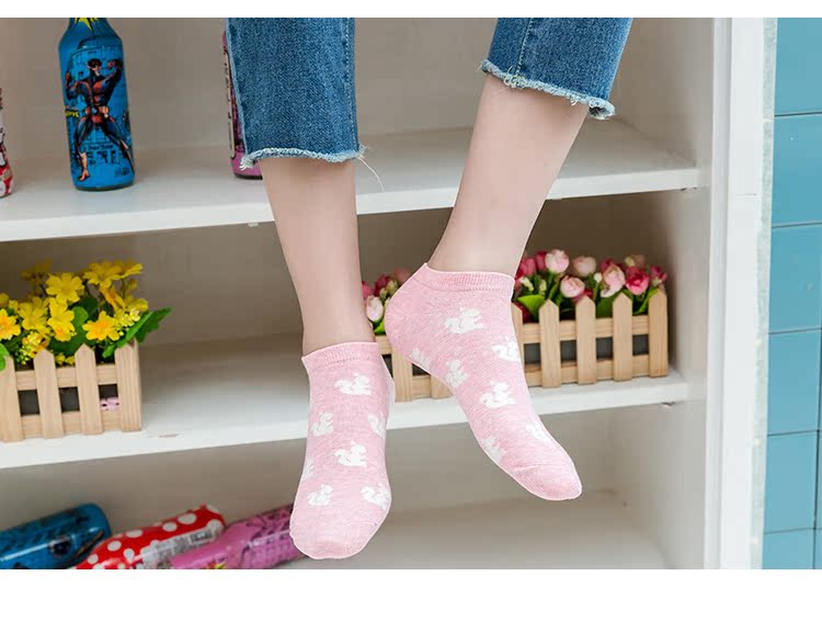 Mới mùa xuân và mùa hè cotton 2 đôi tất nữ vô hình vớ hoạt hình dễ thương vớ quà tặng đóng hộp đôi AB tất xỏ ngón