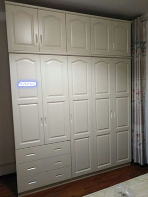 Tủ quần áo lớn năm cửa ba ngăn lớn Tất cả áo choàng gỗ bách gỗ Nội thất gỗ cứng Tủ dày Backboard Nhà máy trực tiếp tủ 4 cánh
