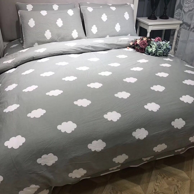 Hàn Quốc rửa sạch bông twill giường bông bao gồm đơn mat ba mảnh giường ngủ ở một gia đình bốn - Trải giường bộ drap giường 1m6