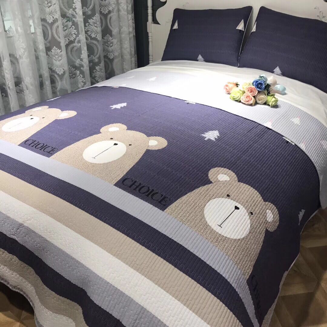 Phong cách hàn quốc cotton twill rửa bí mật quilting mùa hè trải giường tấm nệm mùa hè mát mẻ bộ đồ giường ba bộ