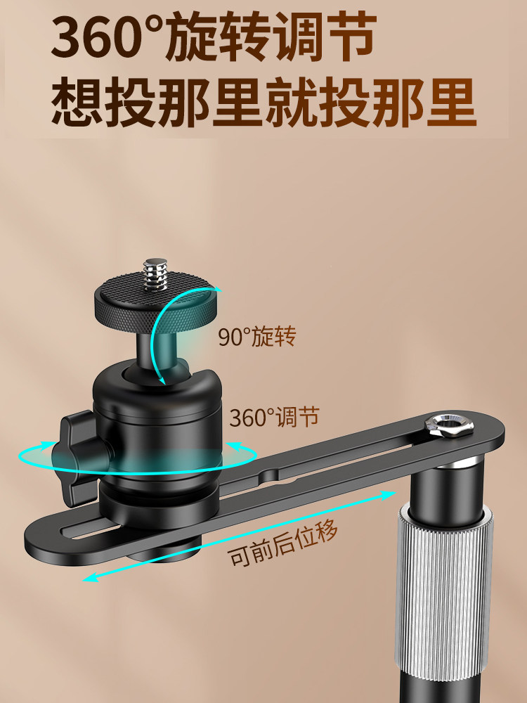 Projector Stand for Bedside or Desktop Installation, No Drilling Required, Clip-On, Space-Saving, Height-Adjustable, Projector Placement Tray, Storage Rack, Universal for Various Models