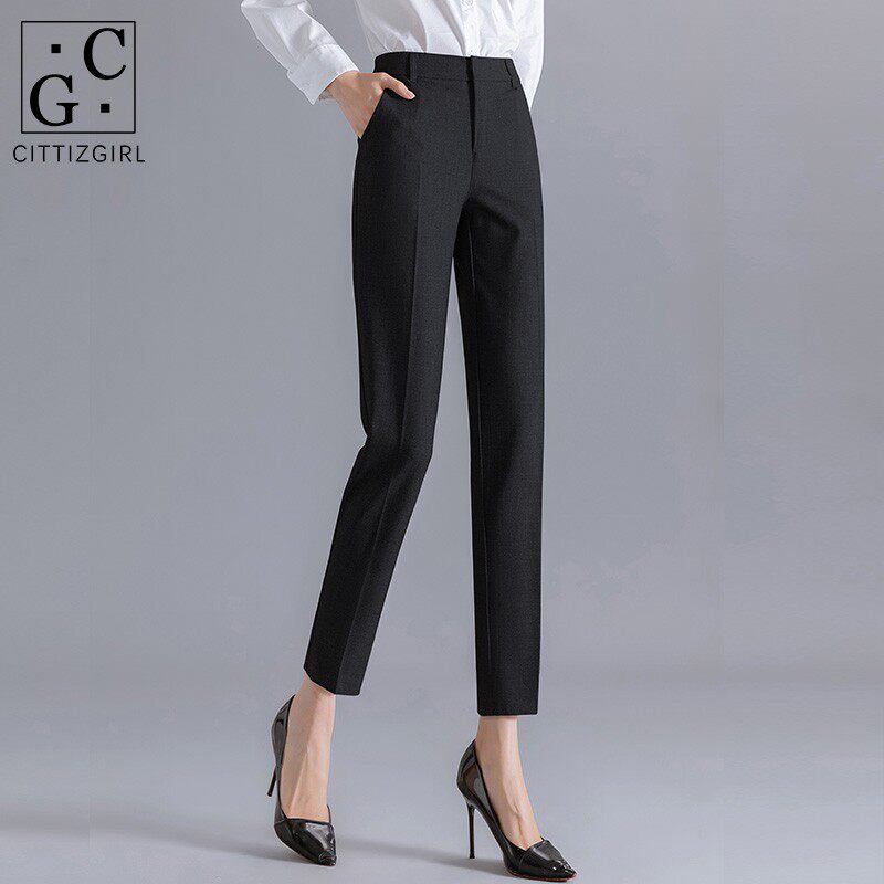 Western Dress Pants Woman 2022 Spring Autumn Straight Drum High Waist Display Slim Working Career 90% Small Feet Western Pants Smoke tubes Pants Summer