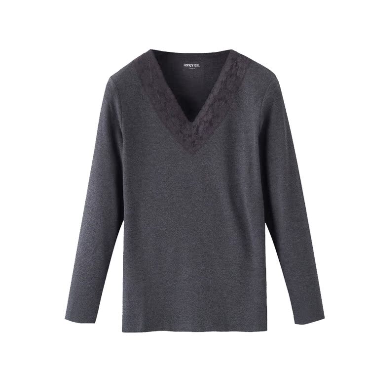 Bà Hong Ni, Sterling Coffee Carbon Plus Velvet Deep V-cổ Gà Trái tim Cổ áo lót đơn giản Mặc ấm Quần áo Đơn áo lót mặc vest nam