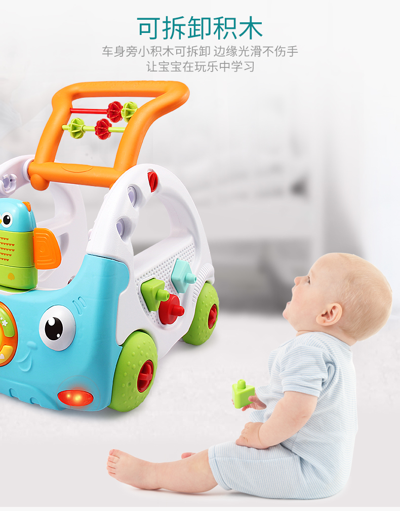 Baby Walker Đa chức năng với âm nhạc 7-18 tháng Chống rollover xe đẩy em bé Walker 6-18 tháng