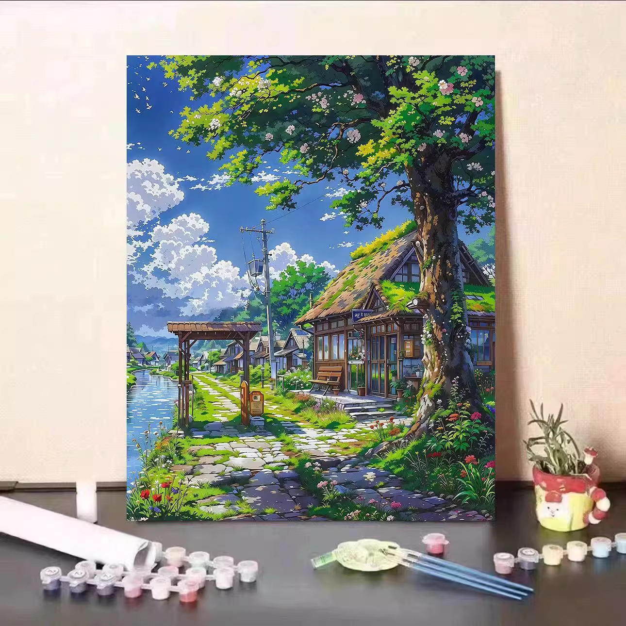 宫崎骏diy数字油画解压治愈手工填充丙烯色手绘高级感客厅装饰画