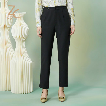 Fashionable slightly elastic waist decorated pencil pants for women Fashionable slightly elastic waist decorated pencil pants for women