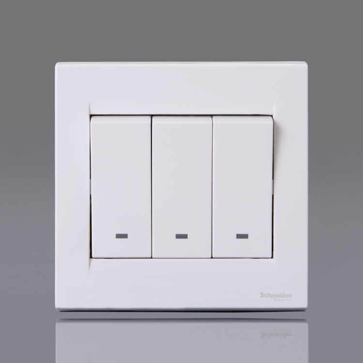 Schneider switch socket panel three-open three-way three-way single-control switch 86 type 10A Ruyi series Yabai