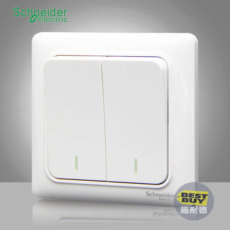Schneider switch socket panel Ruiyi series white with fluorescent two-open double-link double-switch double-cut switch