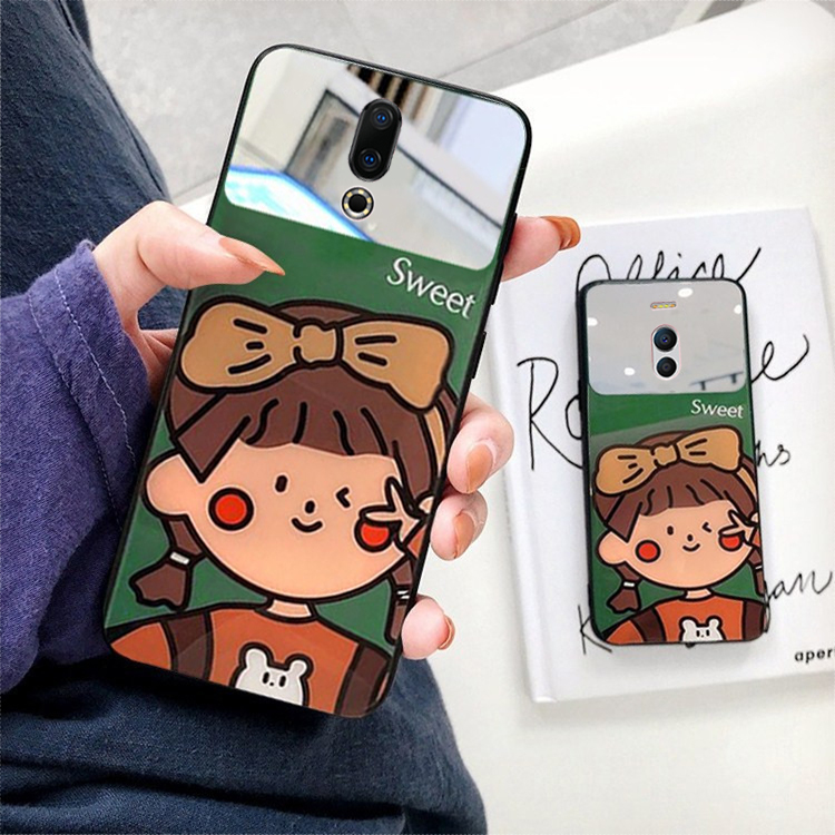 Gương trang điểm Meizu quyến rũ màu xanh Note6 Kính Meizu 16x bao gồm toàn bộ vỏ điện thoại di động Meizu X8 vỏ silicon mềm và cứng - Phụ kiện điện thoại di động ốp lưng vivo