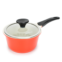 Music button ceramic coating non-stick milk pot 18cm baby food supplement stew pot single handle thickened Small Pot Mini