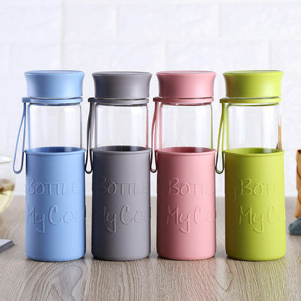 Music Buckle Music Buckle Heat Resistant Glass Cup Water Cup for male and female students Portable Large Capacity Sports Tea Cup Water Pot LLG673