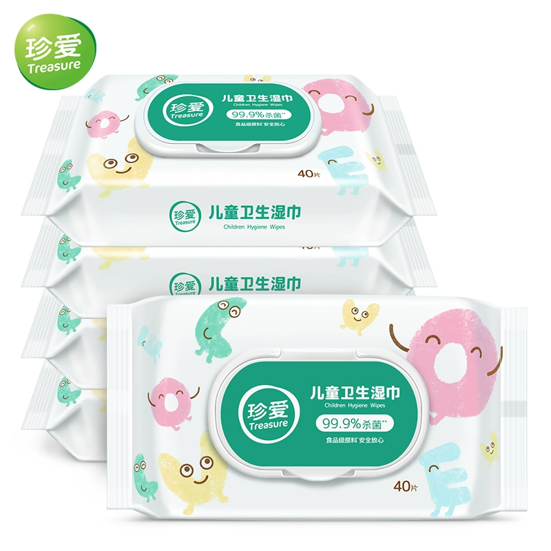 Cherish Khăn lau Khử trùng Vệ sinh Trẻ em, Giấy lau Tay & Miệng, Mang theo Khăn ướt Di động, Gói 40 x5 - Khăn ướt