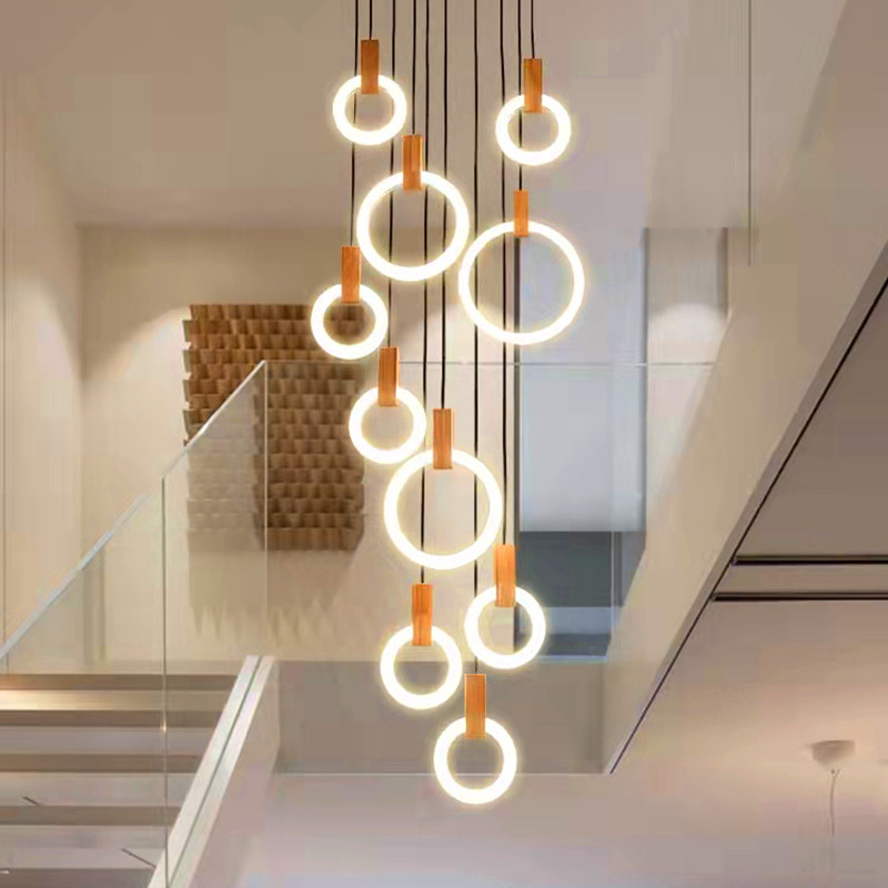 Duplex stairlights Nordic Simple Post-Modern Personality ApartVilla Living Rotation Stairroom Chandier