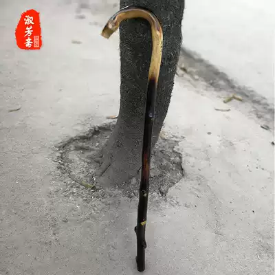 Mountaineering wooden stick Natural rattan old man solid wood cane non-slip massage cane Wooden cane rattan wooden birthday stick gift