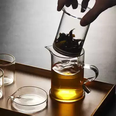 Bubble teapot heat-resistant glass filter tea breener small transparent Chinese home simple office tea cup set