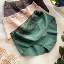 Wide-sided seamless lace seamless lace sexy womens underwear cotton crotch womens breifs thin breathable European and American womens pants