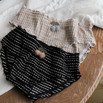 Cherry check Japanese sexy lace womens underwear low waist cotton Womens breifs thin breathable sweet womens pants