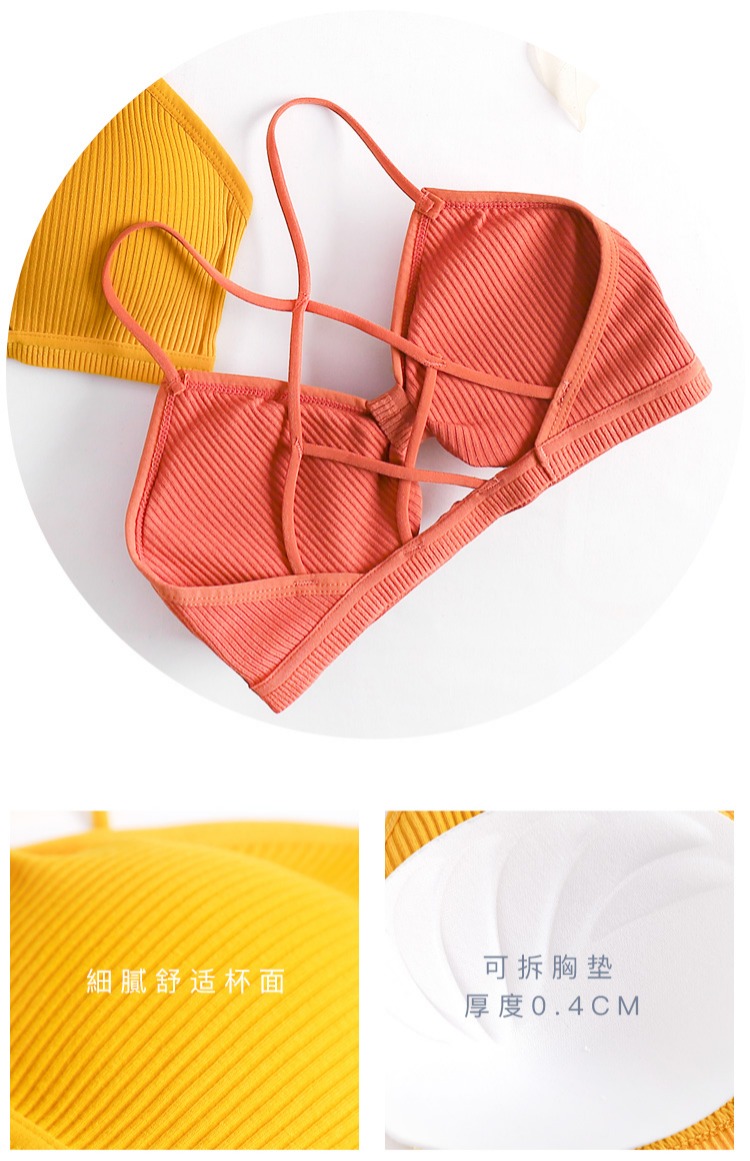 Nhật Bản chủ đề bông cung chéo đẹp trở lại gợi cảm cotton hoang dã đồ lót thoải mái thoáng khí ống top - Ống áo ống trơn