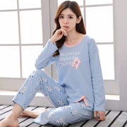 Bộ đồ ngủ nữ mùa thu cotton dài tay mùa xuân và mùa thu phù hợp với cotton mùa đông cô gái có thể mặc bên ngoài