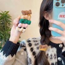 DIY bow hair rope high elastic towel loop head rope knitted rubber band hair accessories plush hair accessories