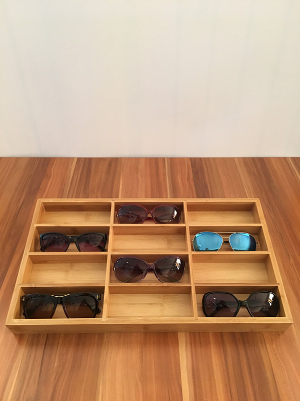 Meiyida 17 bamboo and wood plaid storage storage box Glasses display box retro trend