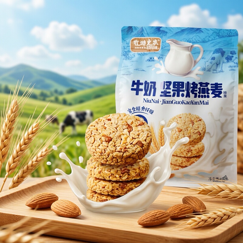 Xinjiang Specialty: Muyoujia Nuts, Roasted Oats, Sugar-Free Milk-Flavored Yogurt, Original Roasted Oats Snack