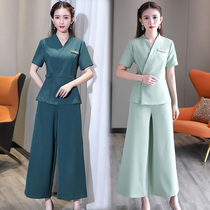  Korean beautician overalls beauty salon health club SPA pedicure technician summer short-sleeved slim-fit and thin