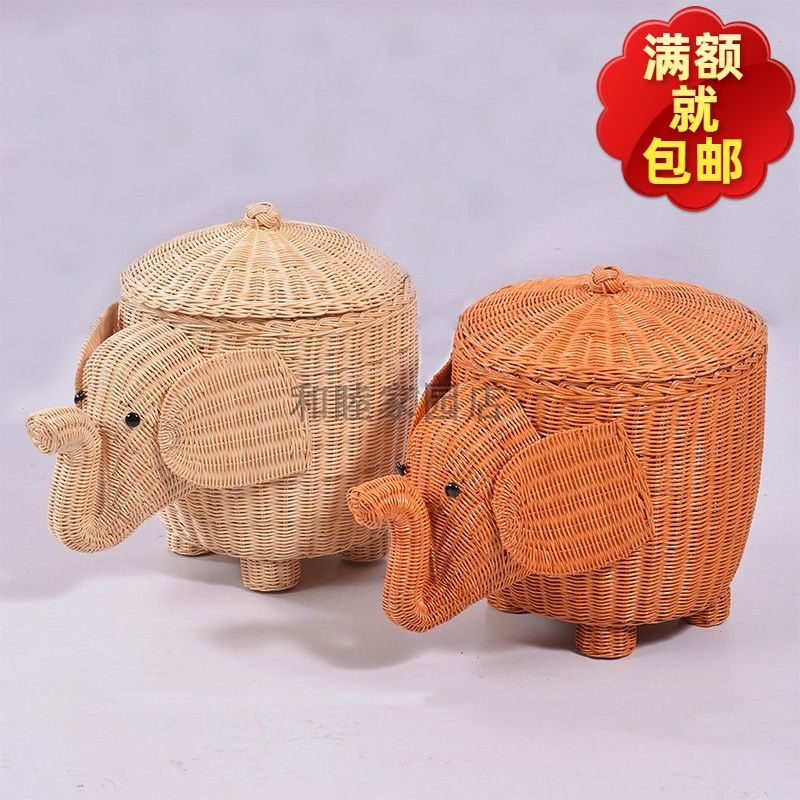 Vines Elephant Animal Contained Basket Cute Creative Styling Debris containing box with lid hotel towel basket