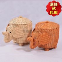 Vines Elephant Animal Contained Basket Cute Creative Styling Debris containing box with lid hotel towel basket