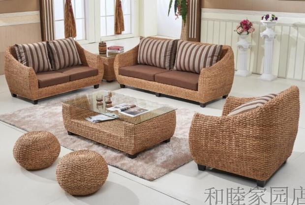 Rattan Furniture Five Sets Combination Living Room Rattan Sofa Modern Minima Trio Sofa Rattan with balcony Leisure