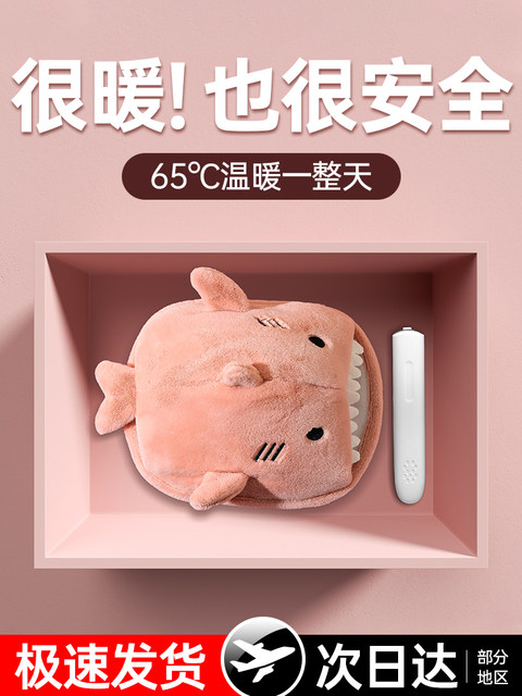 Hot water bottle rechargeable explosion-proof cute plush hot water bottle electric warmer for girls with dysmenorrhea foot warmer and hand warmer to warm the baby