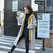 Áo hai dây cashmere nữ dài phần rộng xương cá có hoa văn trùm đầu giả áo len hai mảnh nữ 2019 thu đông - Accentuated eo áo