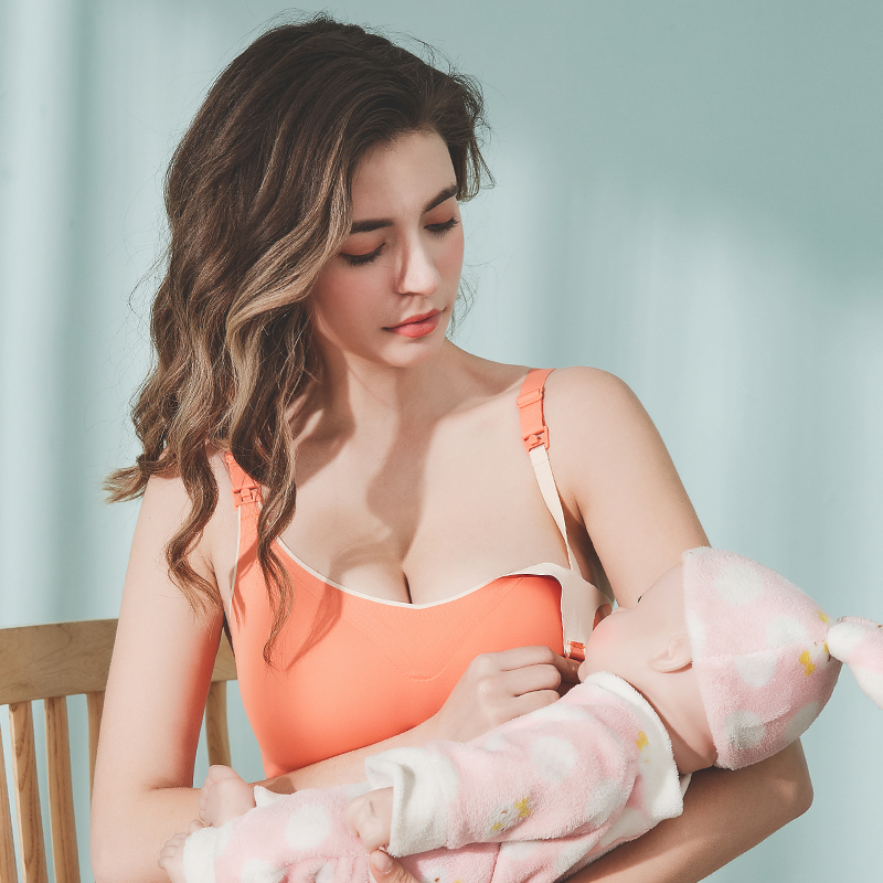 Lactation Bra Poly-proof Drooping Pregnant Pregnant Women Underwear Autumn Winter Postpartum Breastfeeding Bra Pregnant special sleeping can be worn