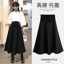 Maternity Skirts Autumn New High Waist Belly Support Skirts Slim Umbrella Skirts A-Line Skirts Mid-Length Skirts Maternity Clothes