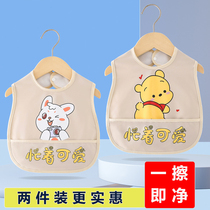 The Jing Kiri Children Sleeveless Hood waterproof and anti-dirty baby baby eating pocket Anti-Wear Cartoon PU Protective Clothing