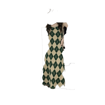 Jingqi maternity dress 2024 new autumn and winter Internet celebrity style thickened knitted sweater plaid vest skirt maternity wear