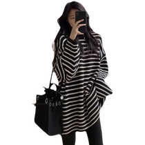 Maternity clothing autumn clothing 2024 new outer tops spring and autumn striped knitted fashion sweaters autumn and winter styles spring and autumn