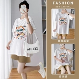 Футболка для беременных, летняя одежда, модный комплект, подходит для подростков, короткий рукав