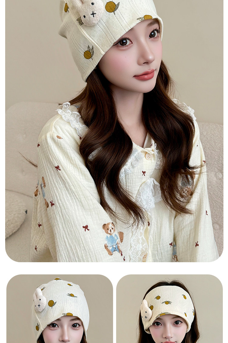 Jq Jingqi [Breathable] Summer Thin Cotton Maternity Hat Windproof and Warm Postpartum Headscarf Headband Maternity Hat — 6