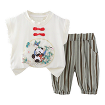 Jingqi one year old dress baby boy summer Chinese style Tang suit boy Chinese style Hanfu suit children one year old Yan