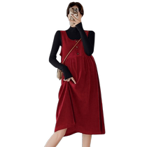 Maternity Autumn Suit 2023 New Fashion Loose and Stylish Suspenders Autumn and Winter Two-piece Corduroy Dress
