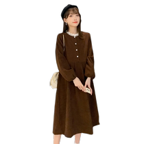 Maternity Autumn Dress 2024 New French Fashionable Spring and Autumn Large Size Loose Corduroy Skirt