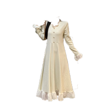 Jingqi maternity wear plus size French tea break fungus long skirt womens autumn and winter temperament knitted bottoming dress
