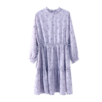 Jingqi maternity wear 2024 new autumn fashion Korean version slimming loose drawstring pleated printed A-line dress