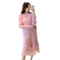 Maternity Autumn Clothing 2024 New Dress Long Fashionable Autumn and Winter Sweater Skirt Western Fashionable Large Size Long Skirt