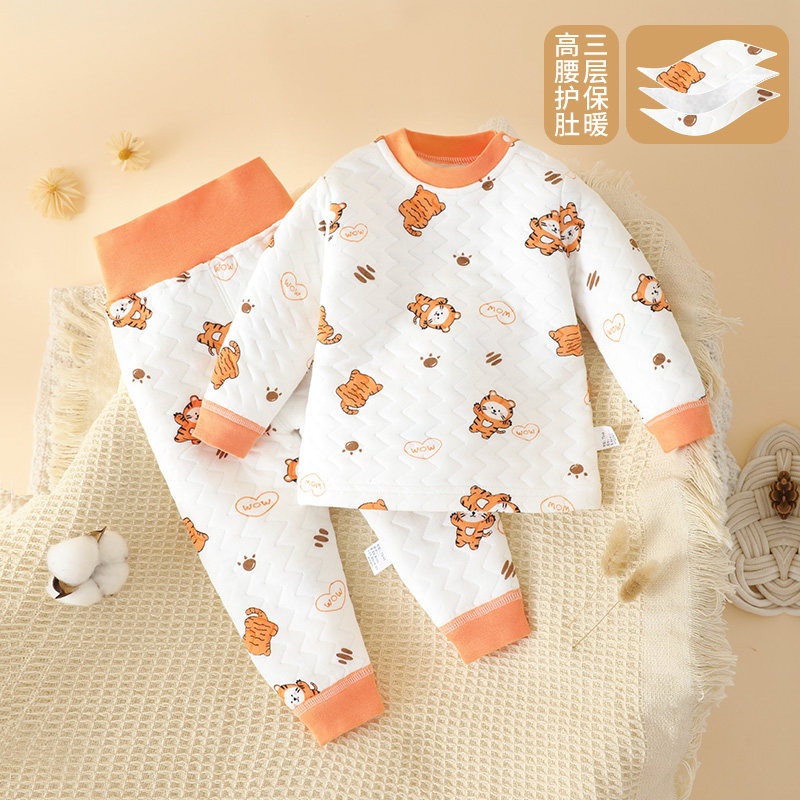 Baby Warm Suit Autumn Winter men and women Children's autumn clothes Autumn pants Baby clothes Long sleeves High waist protective belly clip cotton winter dress-Taobao