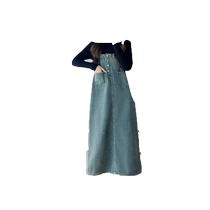 Jingqi Maternity Autumn Denim Suspender Skirt Set 2024 New Korean Style Retro Autumn and Winter Bottoming Sweater Two-piece Set